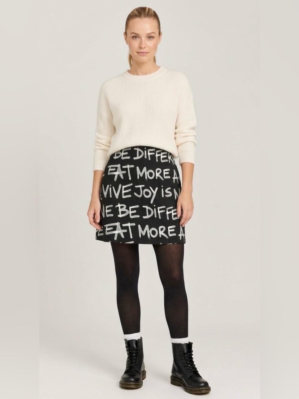 Desigual Slim Mini Skirt With Text (Size XS)
